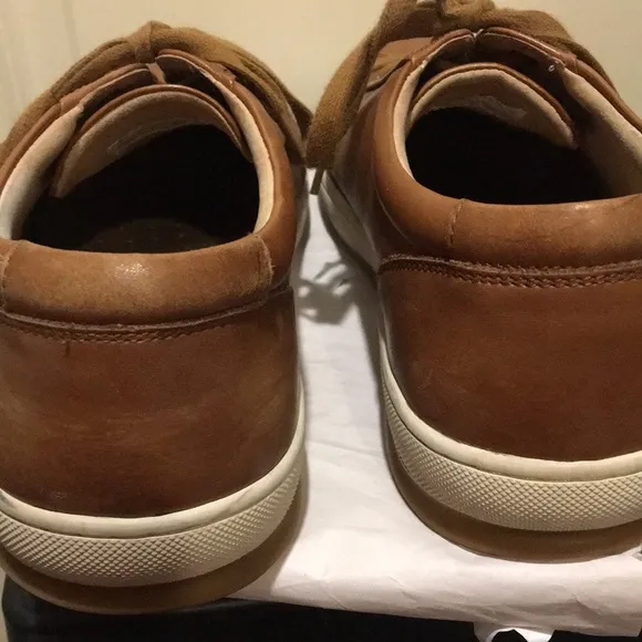 Joseph Abboud mens Leather lace up dressy Sneaker shoes size 11 camel