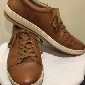 Joseph Abboud mens Leather lace up dressy Sneaker shoes size 11 camel