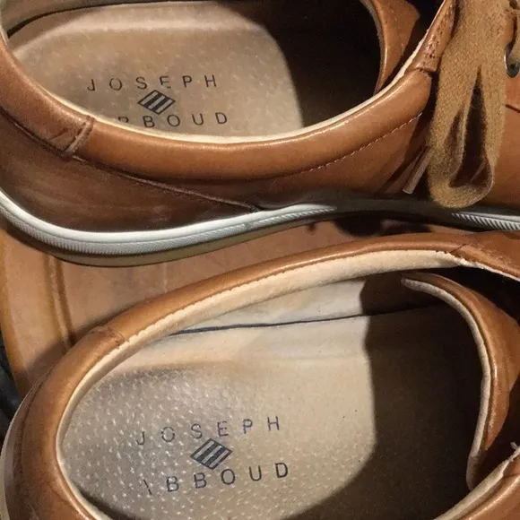 Joseph Abboud mens Leather lace up dressy Sneaker shoes size 11 camel
