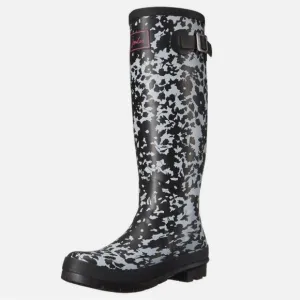Joules Welly Floral Silver Ditsy Print Tall Rain Boots