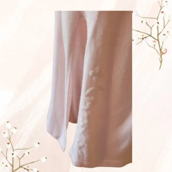 J.R. Collection Soft Pink Knit Maxi Skirt 2 Embroidered Front Vents Vintage SZ X
