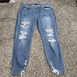 judy blue skinny fit jeans Destruction Raw Hem Frayed Ends Stretch Women's 18W