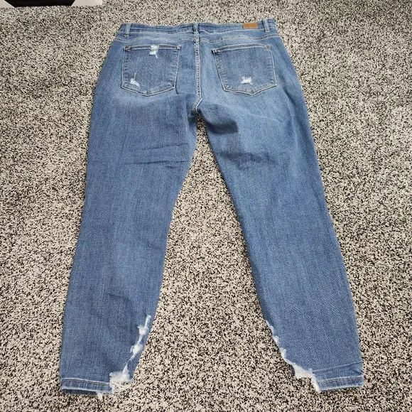 judy blue skinny fit jeans Destruction Raw Hem Frayed Ends Stretch Women's 18W