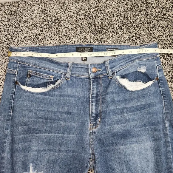 judy blue skinny fit jeans Destruction Raw Hem Frayed Ends Stretch Women's 18W