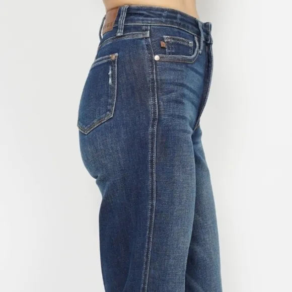 Judy Blue Tummy Control High-Rise Stretch Jeans Denim Mom Straight Leg Pants