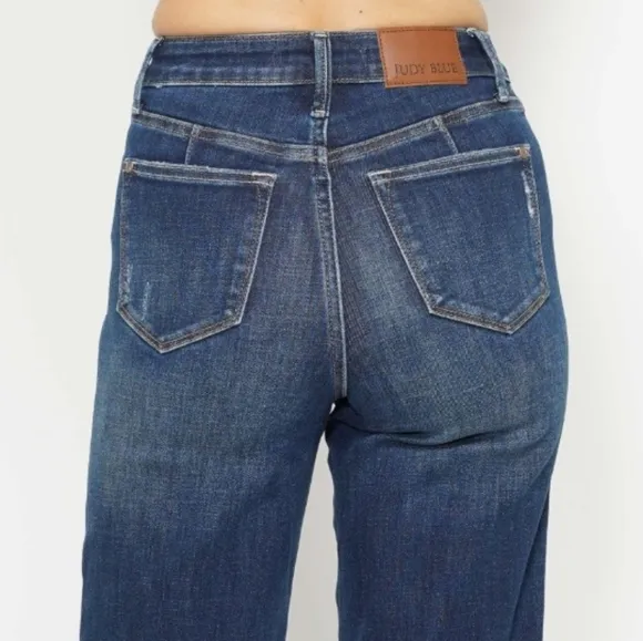 Judy Blue Tummy Control High-Rise Stretch Jeans Denim Mom Straight Leg Pants