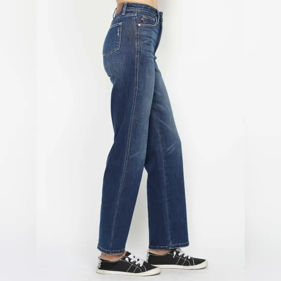 Judy Blue Tummy Control High-Rise Stretch Jeans Denim Mom Straight Leg Pants