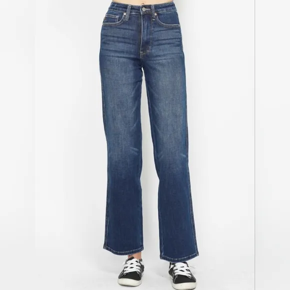 Judy Blue Tummy Control High-Rise Stretch Jeans Denim Mom Straight Leg Pants