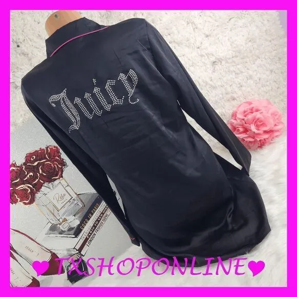 💗💕{Juicy Couture} Black satin rhinestones sleep shirt💕💗