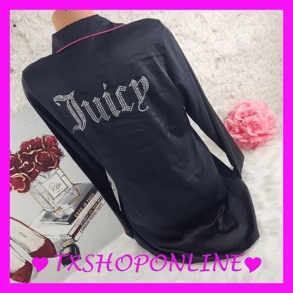 💗💕{Juicy Couture} Black satin rhinestones sleep shirt💕💗