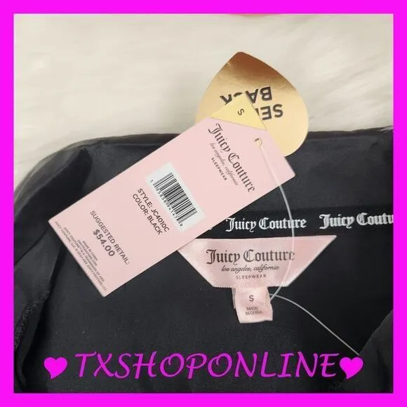 💗💕{Juicy Couture} Black satin rhinestones sleep shirt💕💗