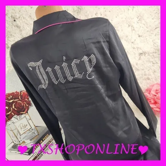 💗💕{Juicy Couture} Black satin rhinestones sleep shirt💕💗
