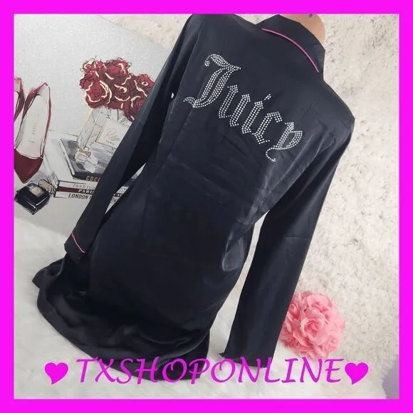 💗💕{Juicy Couture} Black satin rhinestones sleep shirt💕💗
