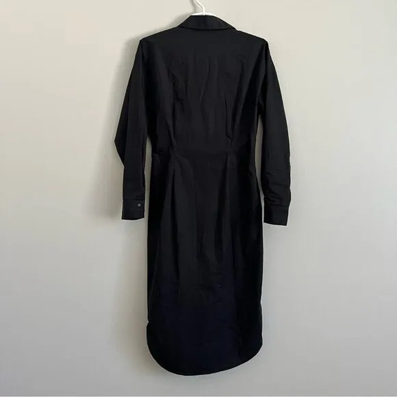 Just Female Women’s Black Pleated Minimalist Long Sleeve Shirt Dress Small 34