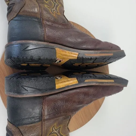 Justin Joist WP Comp Toe Work Western Boots Brown Men's Shoe Size 10D Work Wear