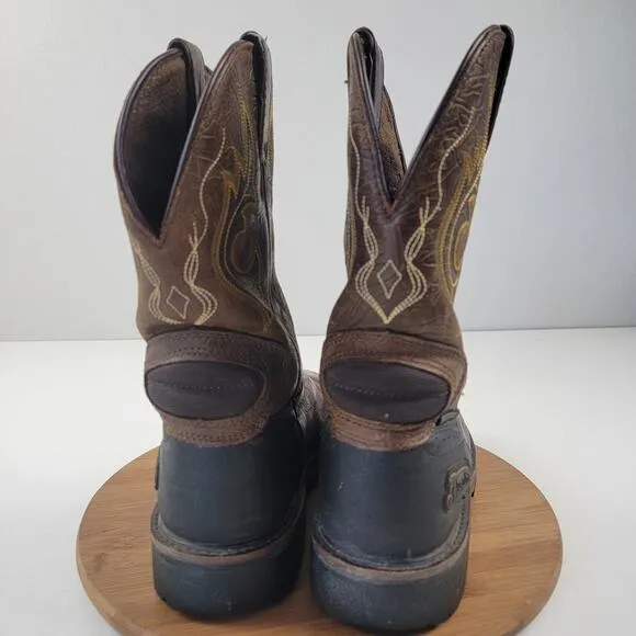 Justin Joist WP Comp Toe Work Western Boots Brown Men's Shoe Size 10D Work Wear