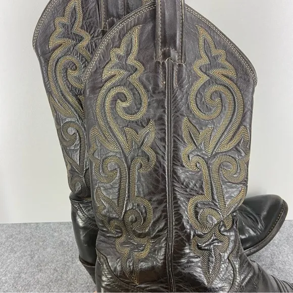 Justin Vintage Dark Brown Leather Western Cowboy Boots Men’s Size 9D
