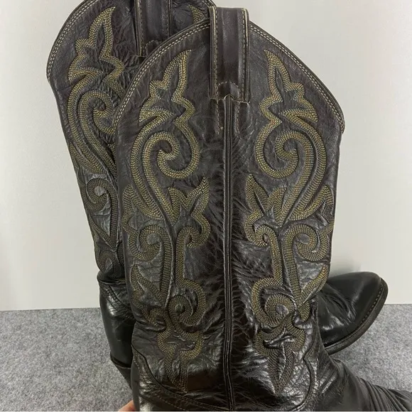 Justin Vintage Dark Brown Leather Western Cowboy Boots Men’s Size 9D