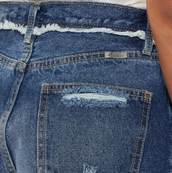 KanCan Button Fly High Rise Torn Distressed Denim Frayed Cut-Off Jean Shorts