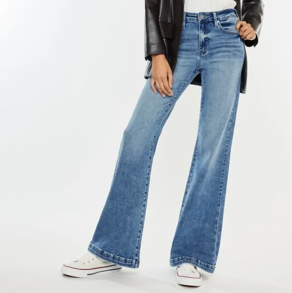 KanCan High-Rise Waist Pants Wide Leg Flare Relaxed Fit Boyfriend Jeans Denim