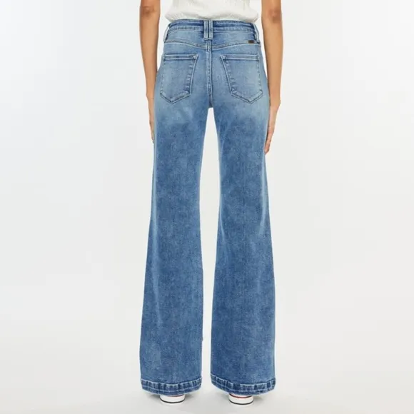 KanCan High-Rise Waist Pants Wide Leg Flare Relaxed Fit Boyfriend Jeans Denim