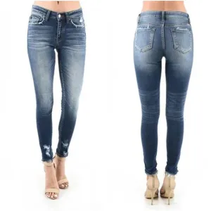 KanCan Mid Rise Super Skinny Distressed Dark Wash Denim Jeans