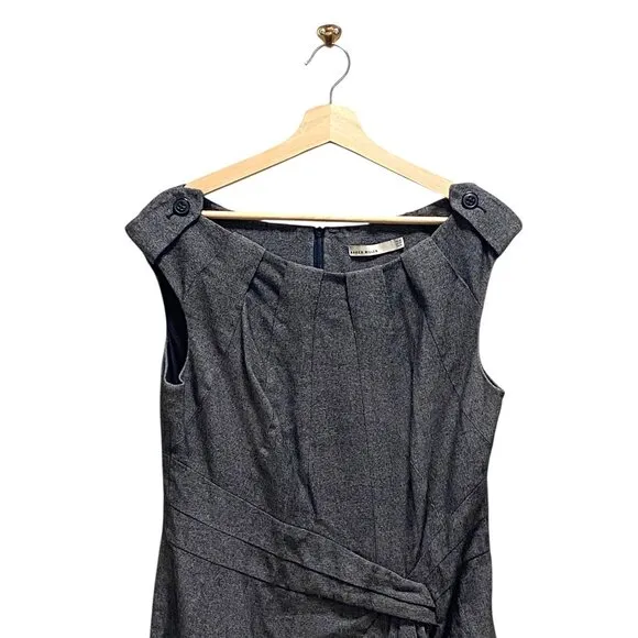 Karen Millen Wool Blend Sheath Dress Gray Size 12 Minimalist Career Designer