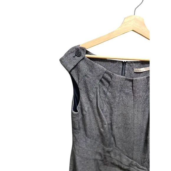 Karen Millen Wool Blend Sheath Dress Gray Size 12 Minimalist Career Designer