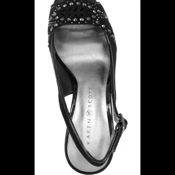 Karen Scott Women's Dressy Shoes Brooke Slingback Pumps Black Size 8 W