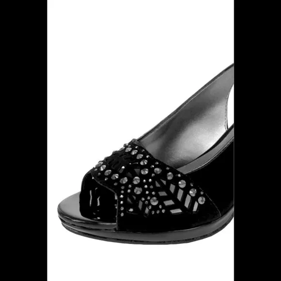 Karen Scott Women's Dressy Shoes Brooke Slingback Pumps Black Size 8 W