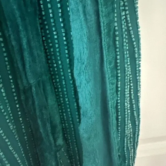 Karina Grimaldi Garda Beaded Silk Mini Dress Emerald Sze XS Holiday Party Luxury