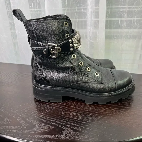 Karl Lagerfeld black rhinestone boots.  Size: 7 M.  #008