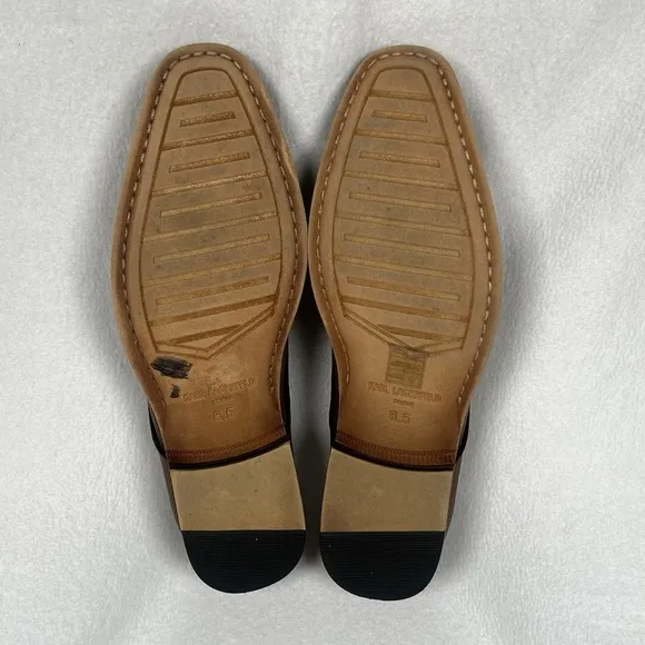 Karl Lagerfeld Paris Derby Lace-Up Leather Dress Shoes in Cognac Size 8.5 (US)