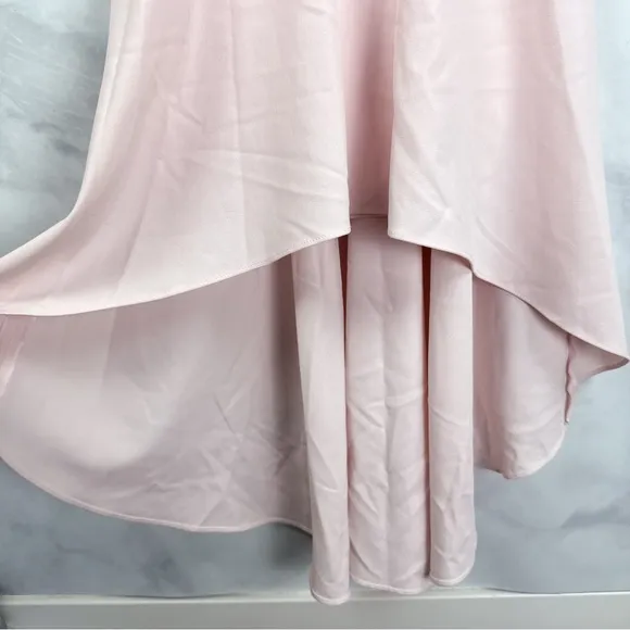 Karl Lagerfeld Pearl Crepe Sleeveless High Low Midi Maxi Gown Dress Pink 0 XS