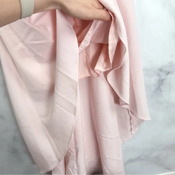 Karl Lagerfeld Pearl Crepe Sleeveless High Low Midi Maxi Gown Dress Pink 0 XS