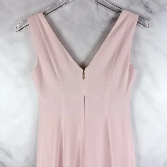 Karl Lagerfeld Pearl Crepe Sleeveless High Low Midi Maxi Gown Dress Pink 0 XS