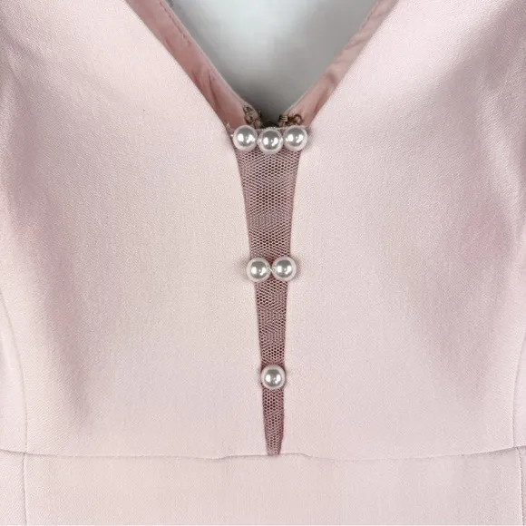 Karl Lagerfeld Pearl Crepe Sleeveless High Low Midi Maxi Gown Dress Pink 0 XS