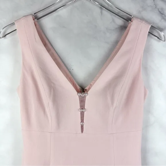 Karl Lagerfeld Pearl Crepe Sleeveless High Low Midi Maxi Gown Dress Pink 0 XS