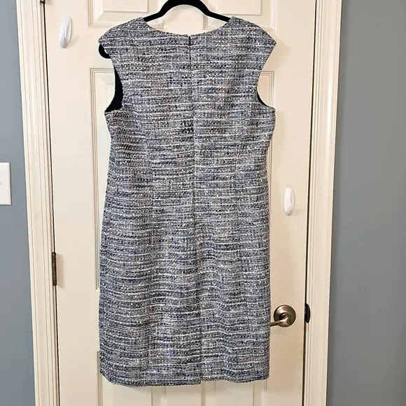 Karl Lagerfeld Tweed Dress - Blue Cream Luxury Church Office Wear Elegant Wear