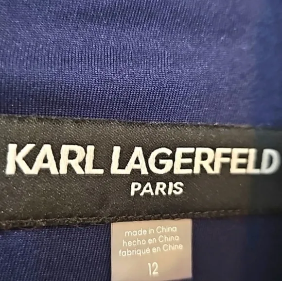 Karl Lagerfeld Tweed Dress - Blue Cream Luxury Church Office Wear Elegant Wear