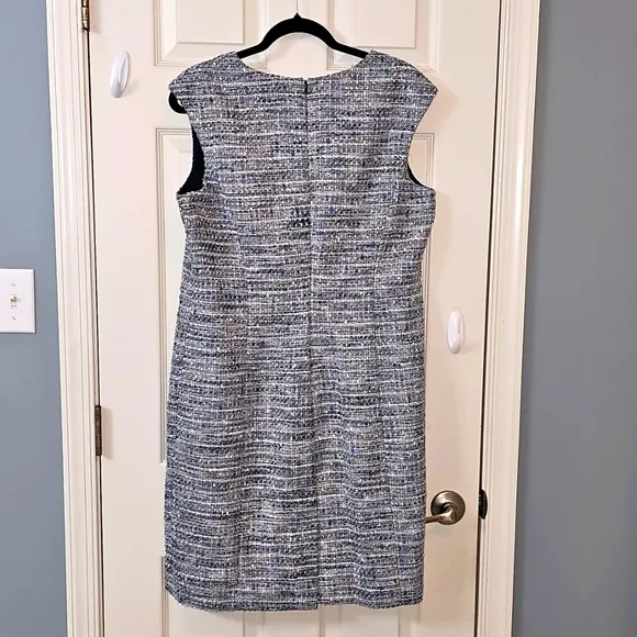 Karl Lagerfeld Tweed Dress - Blue Cream Luxury Church Office Wear Elegant Wear