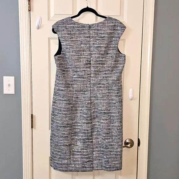 Karl Lagerfeld Tweed Dress - Blue Cream Luxury Church Office Wear Elegant Wear