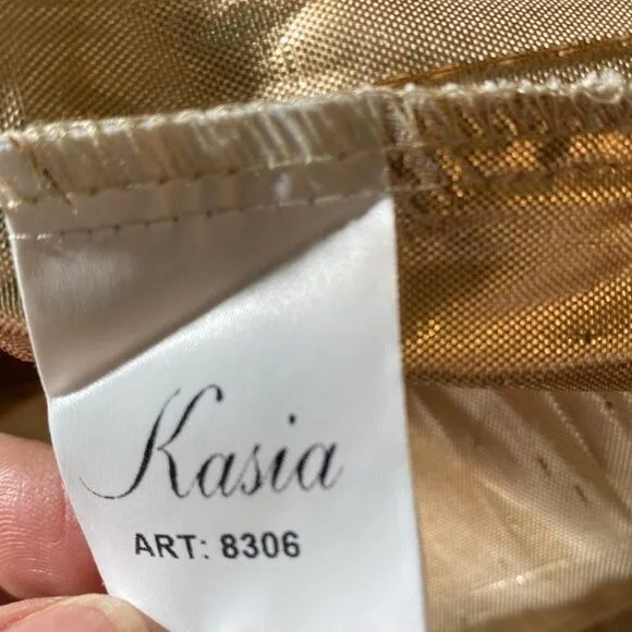 Kasia Greece Anthropologie Luxury Metallic Halter Cut out dress  M
