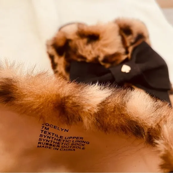 KATE SPADE Jocelyn Faux Leopard Fur Slippers Size 7 NWT