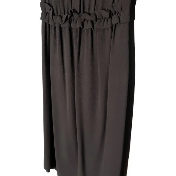 Kate Spade Minimalist Black Pleated Crepe Sleeveless Midi Dress Size 4