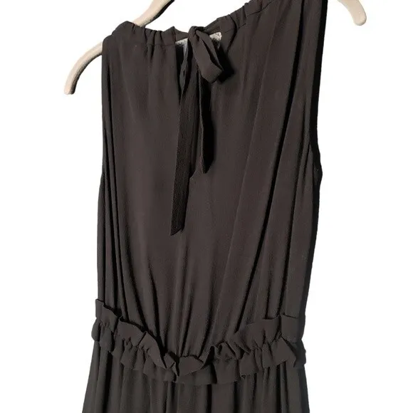 Kate Spade Minimalist Black Pleated Crepe Sleeveless Midi Dress Size 4
