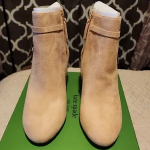 Kate Spade Tan Ankle Boots with Strap Detail and Moderate Heel