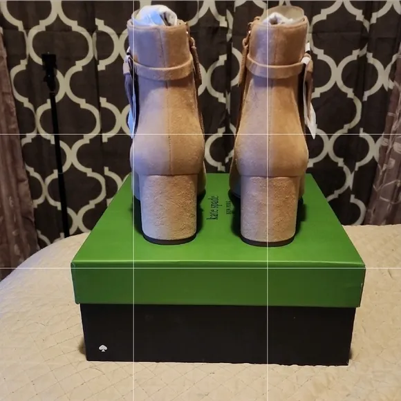 Kate Spade Tan Ankle Boots with Strap Detail and Moderate Heel
