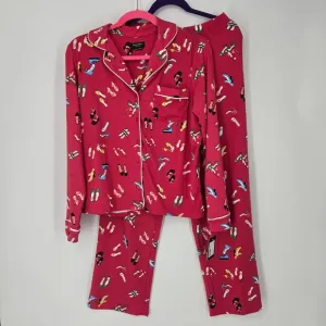 KATE SPADE Women's Cropped 2-Piece Pajama Set in Party Shoes – Size Small NWT