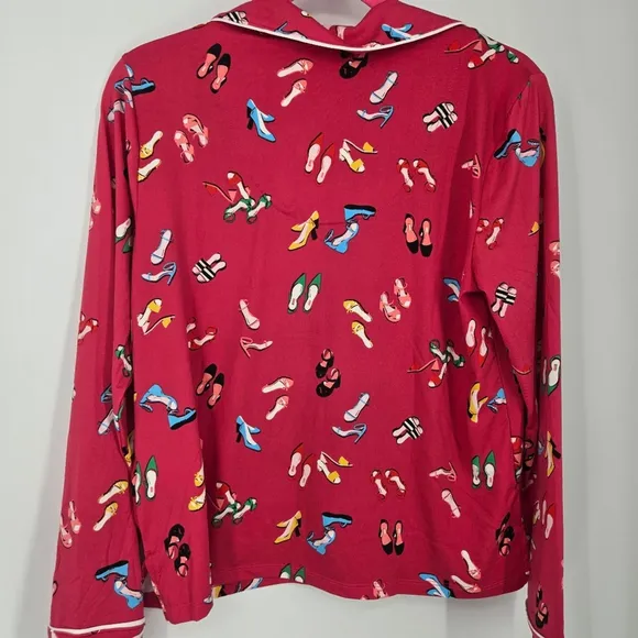 KATE SPADE Women's Cropped 2-Piece Pajama Set in Party Shoes – Size Small NWT